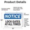 Signmission Lock Gate At All Times, 14 in W x Rectangle, Vinyl Decal OS-2PACK-NS-D-1014-L-14027 - alternate 5